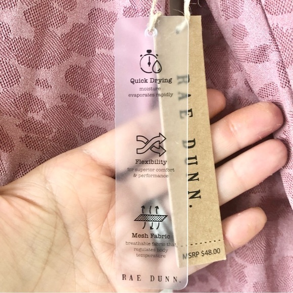 NWT Rae Dunn Pink Leopard Cropped Athletic Long Sleeved Top Size S - Picture 4 of 10